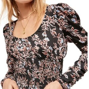 Free People Santiago Print Blouse boho top NEW
